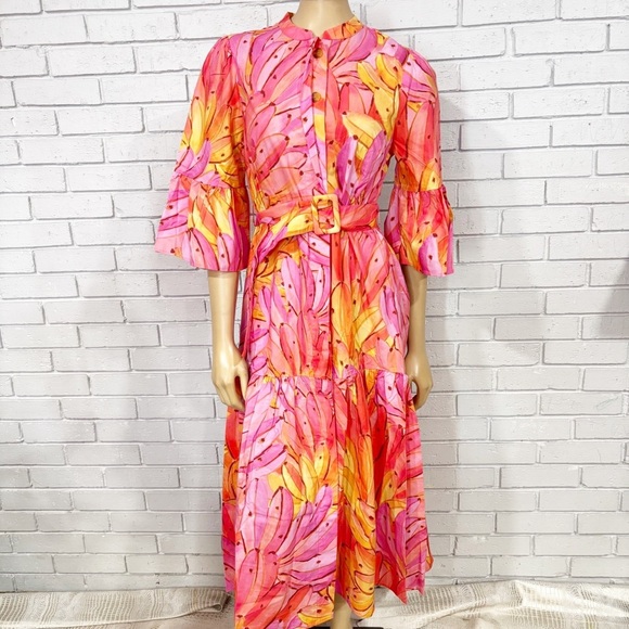 FARM Rio Dresses & Skirts - Farm Rio Pink Ombré Bananas Midi Dress - Size Medium